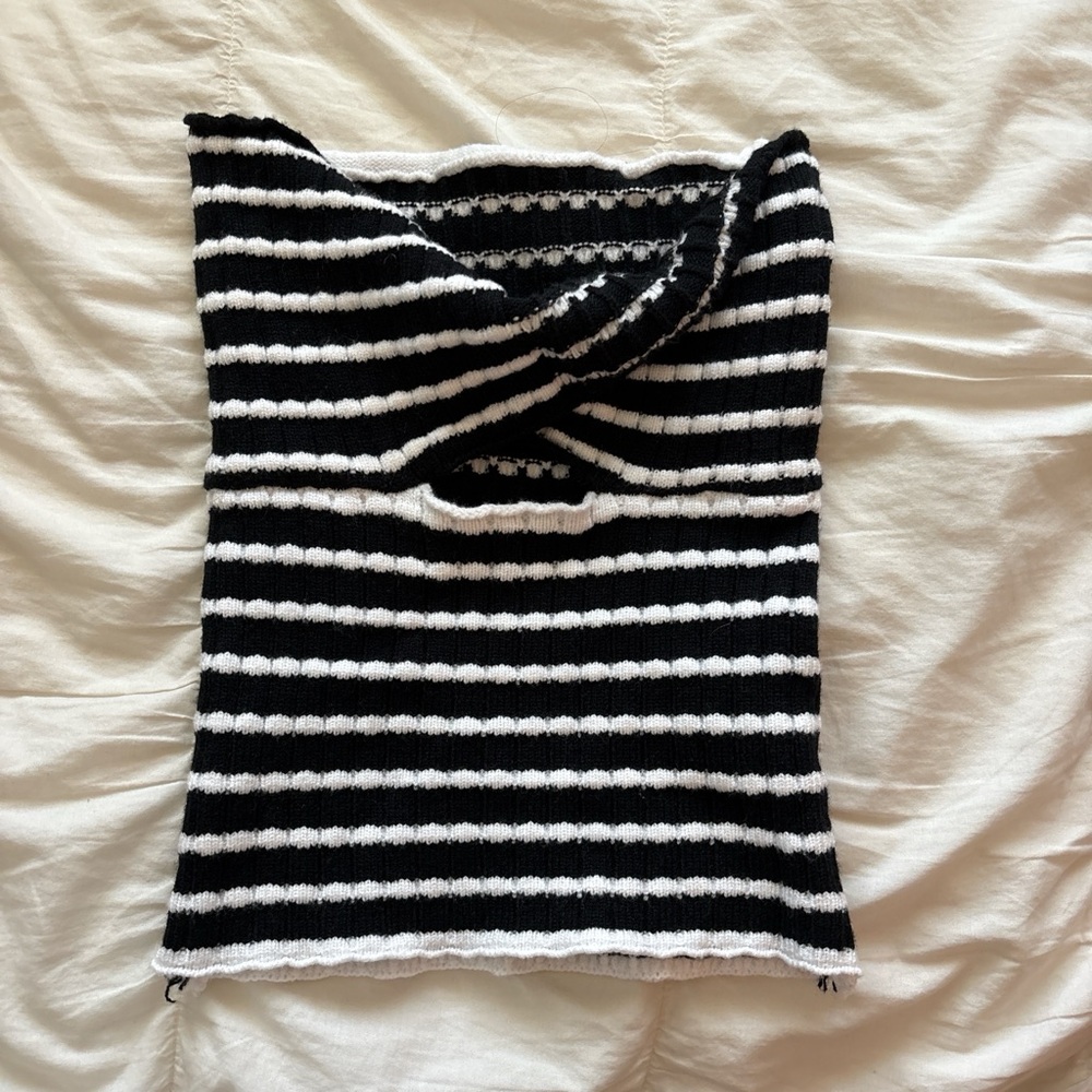 Amazon Black and White Striped Knit tube Top